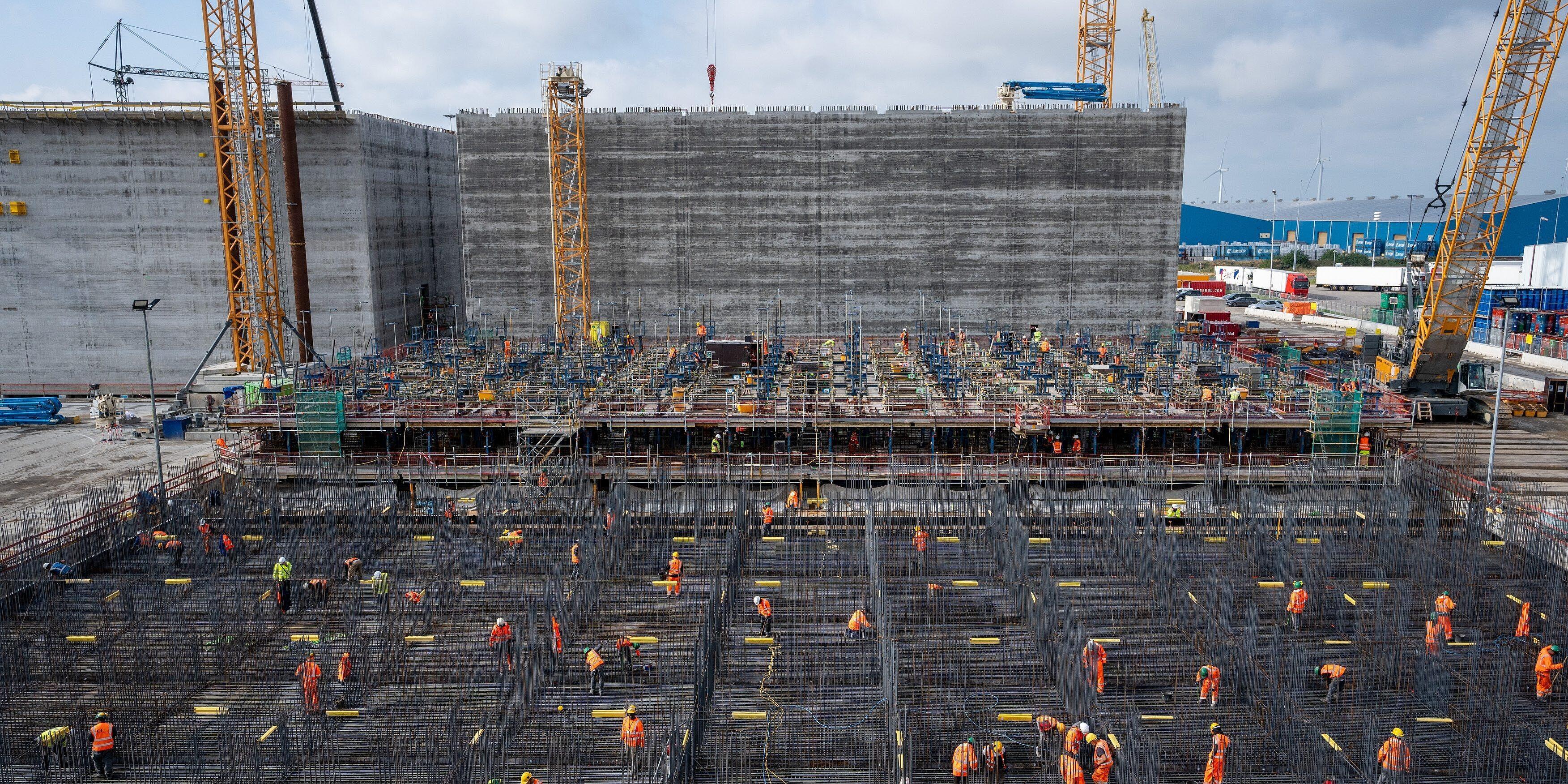 concrete construction site bird view