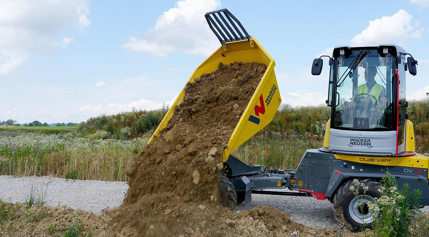 dumper with swivel seat on construction site