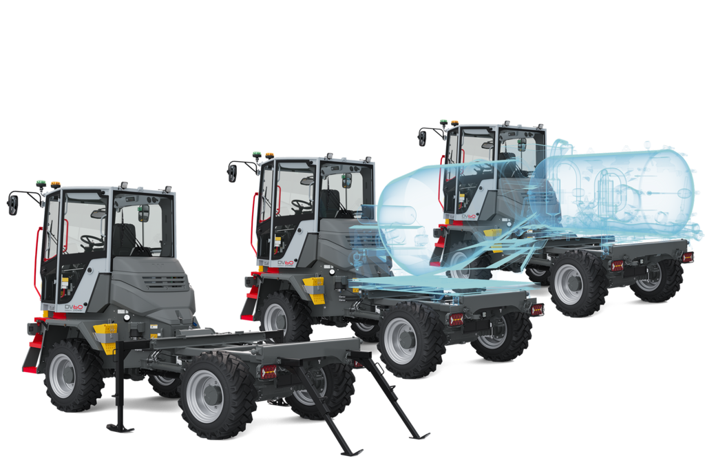 rendering of various dumper in a row with different skips